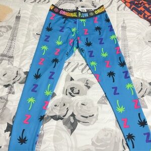 Zumba Fitness Blue Leggings with Multicolor Print